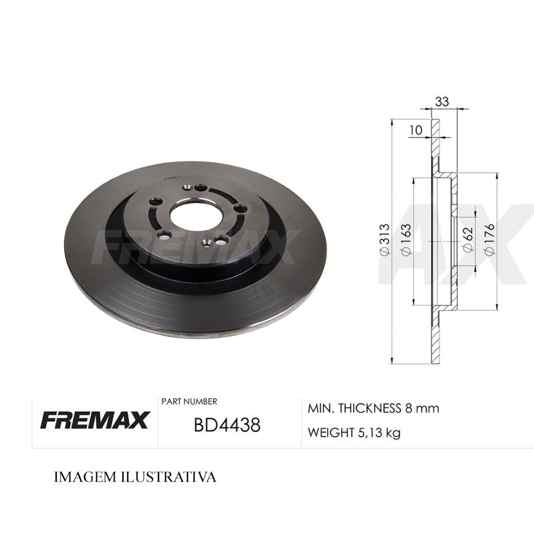 Disco Freio Traseiro Tiggo 2019/2022 Fremax Bd4438