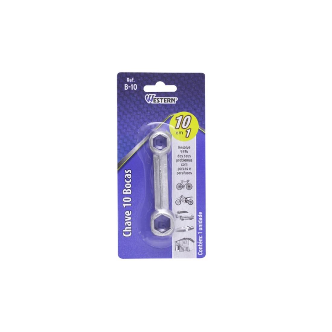 Chave Bike 10 Bocas Aluminio 16,5Cm Western B10