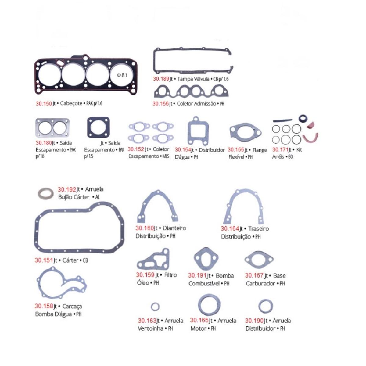 Junta Motor Passat Gol Voyage 1.6 8V 1983 Ate 1985 Pathway 30507Pak