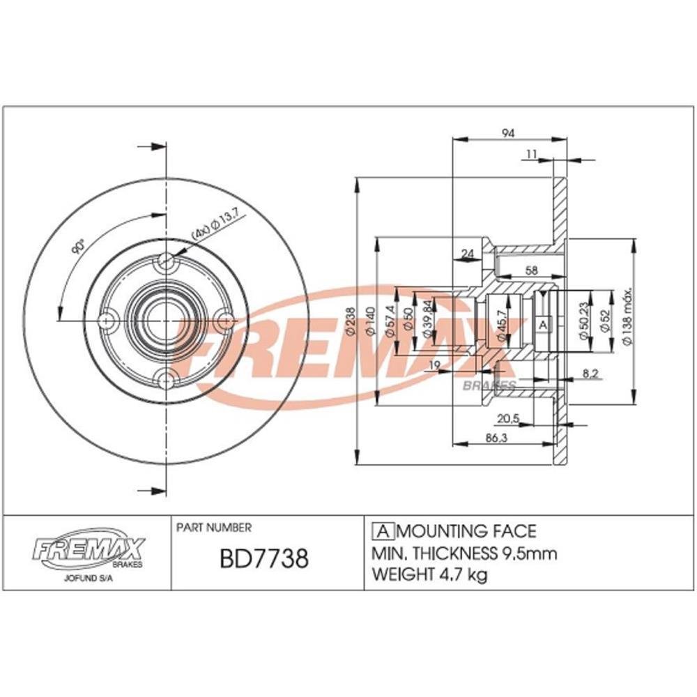 Disco De Freio Diant Chevette Chevy Marajo Fremax Bd7738