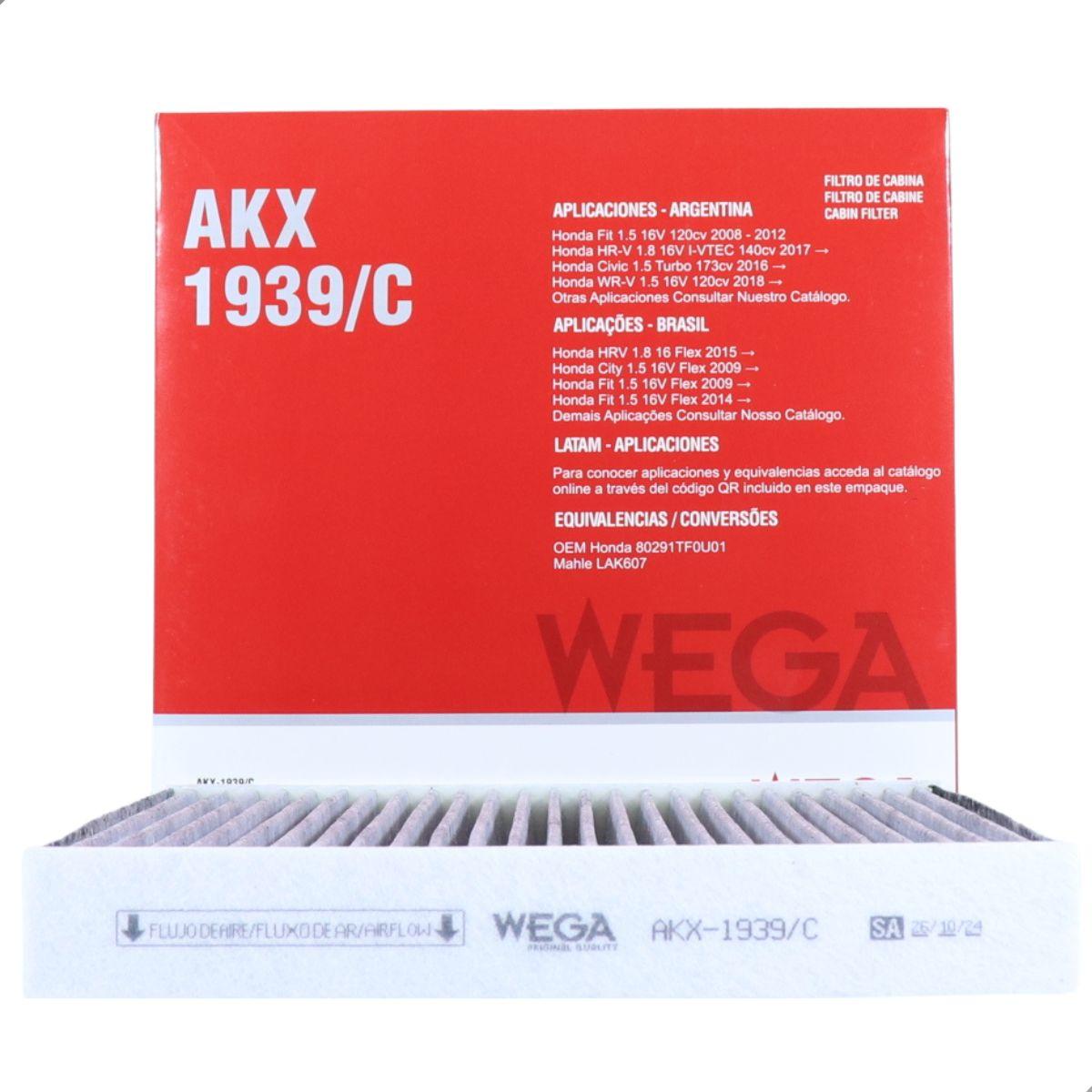 Filtro Cabine Honda City Civic Crv Fit Hr-V Wega Akx1939/C