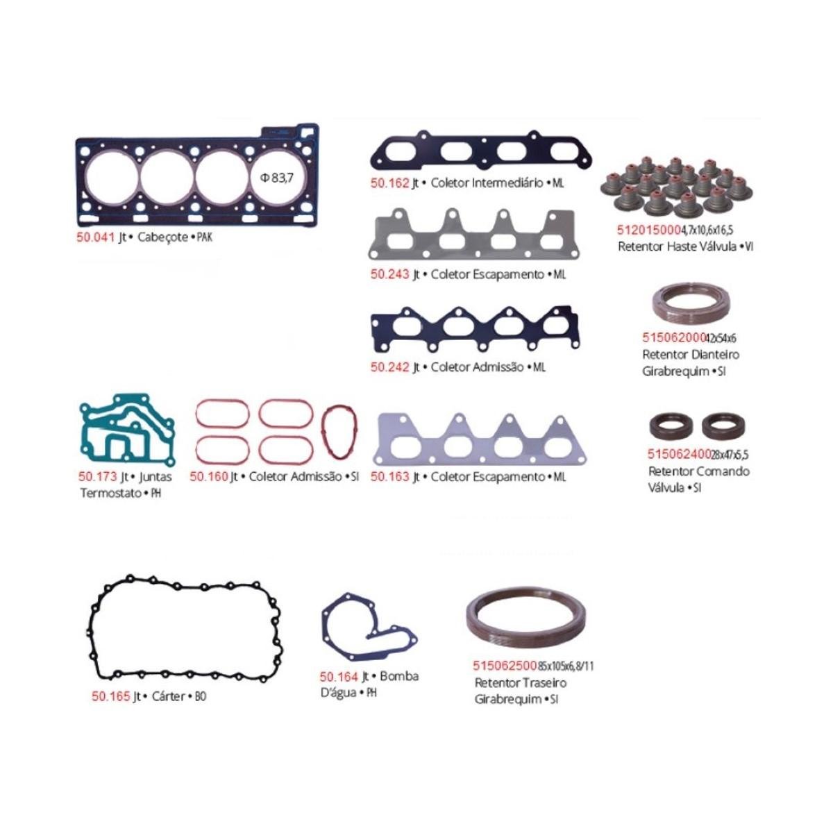 Junta Motor Megane Scenic Duster Laguna 1.8 2.0 16V 1998 Em Diante Com Retentor 