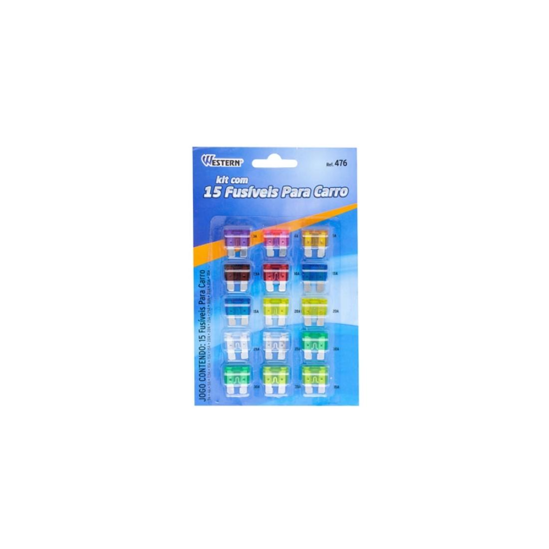 Kit Com 15 Fusiveis Para Carro Western 476