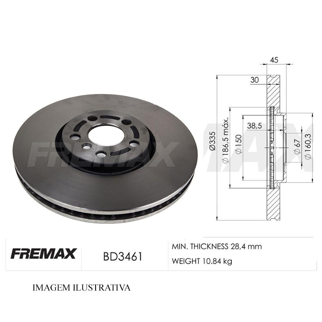 Disco Freio Dianteiro Clubman Cooper Coutryman Fremax Bd3461
