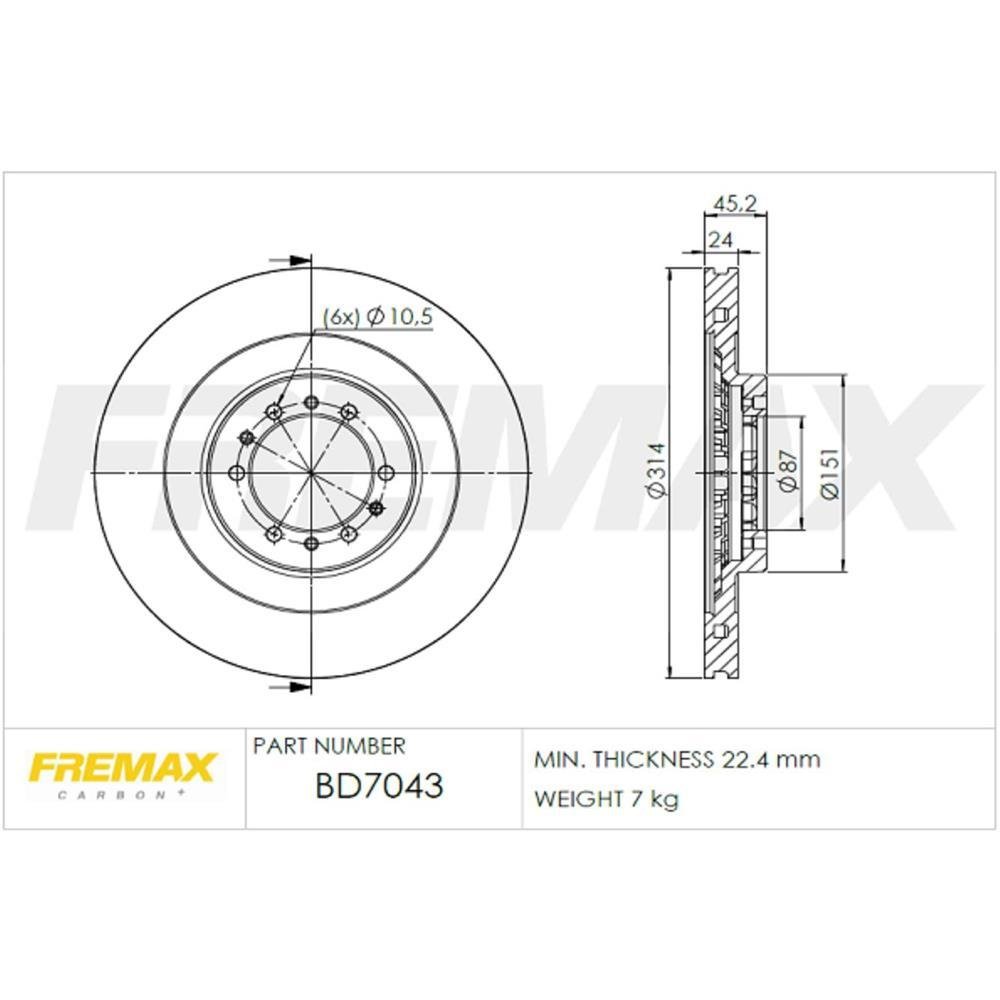 Disco De Freio Dianteiro L200 Pajero Sport Fremax Bd7043