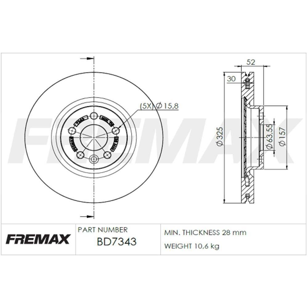 Disco Freio Dianteiro Land Rover Discovery Evoque Fremax Bd7343
