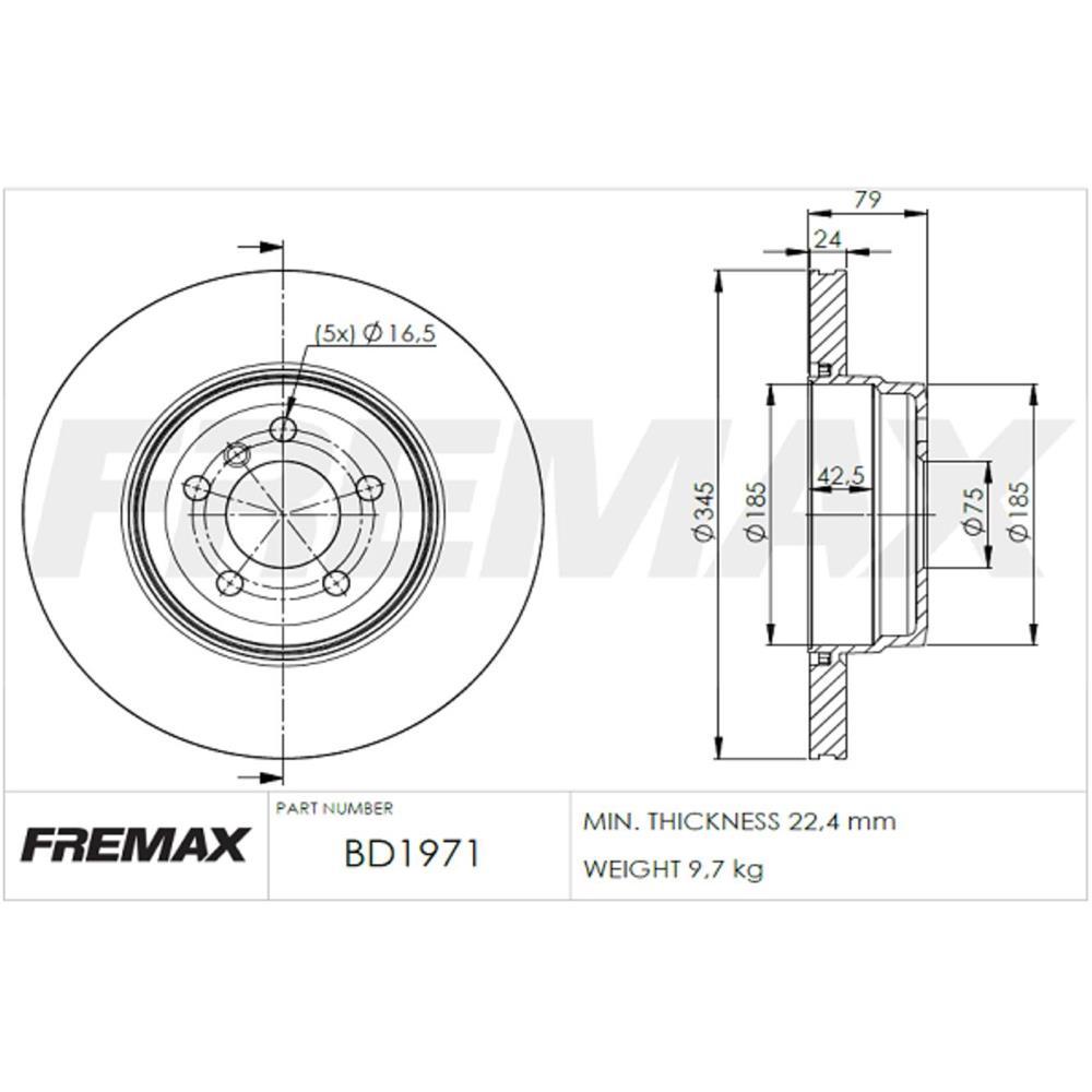 Disco Freio Traseiro Bmw 530 545 550 645 650 X5 X6 Fremax Bd1971