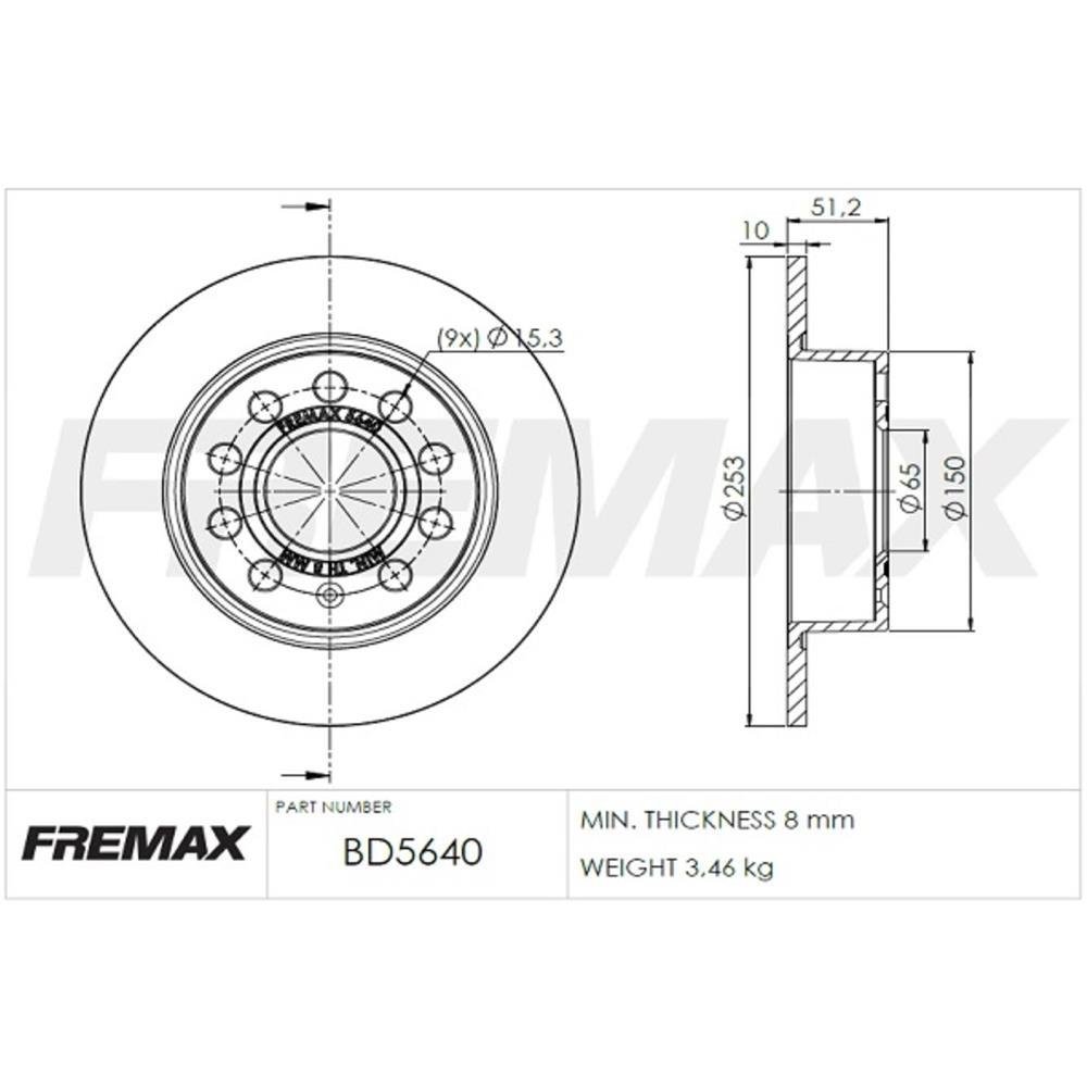 Disco Freio Traseiro Volkswagen Fusca Jetta Fremax Bd5640