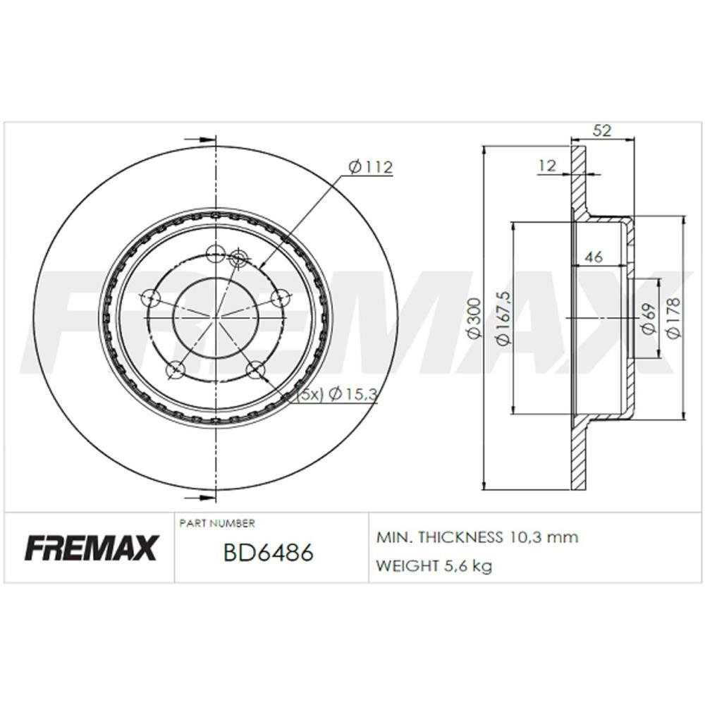 Disco Freio Traseiro Mercedes Benz C180 C200 C250 C300 Fremax Bd6486