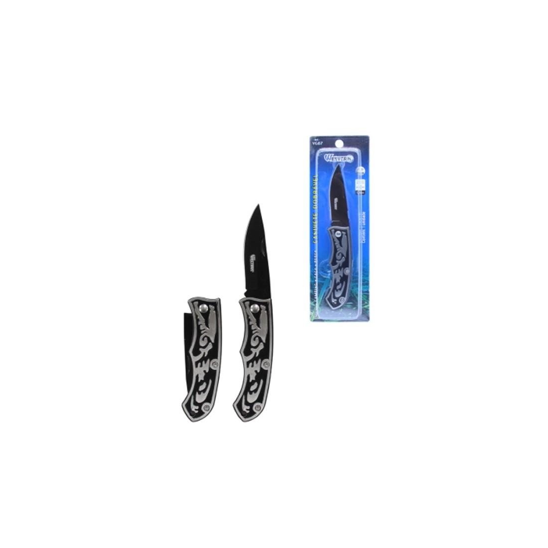 Canivete Dobravel 15Cm Aco Inox Preto Western Yg07