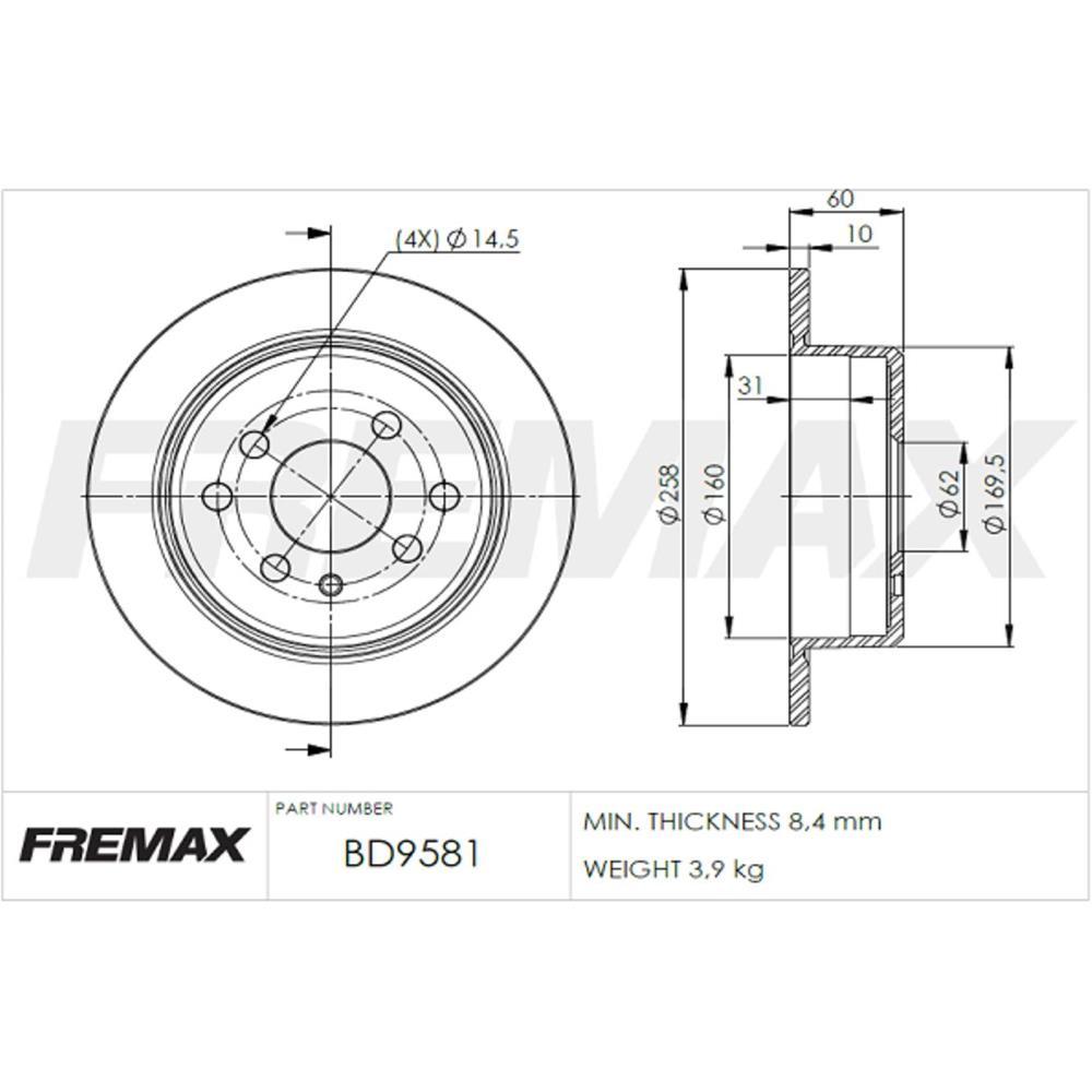 Disco Freio Traseiro Bmw 316 1986/1995 320 1986/1993 Fremax Bd9581