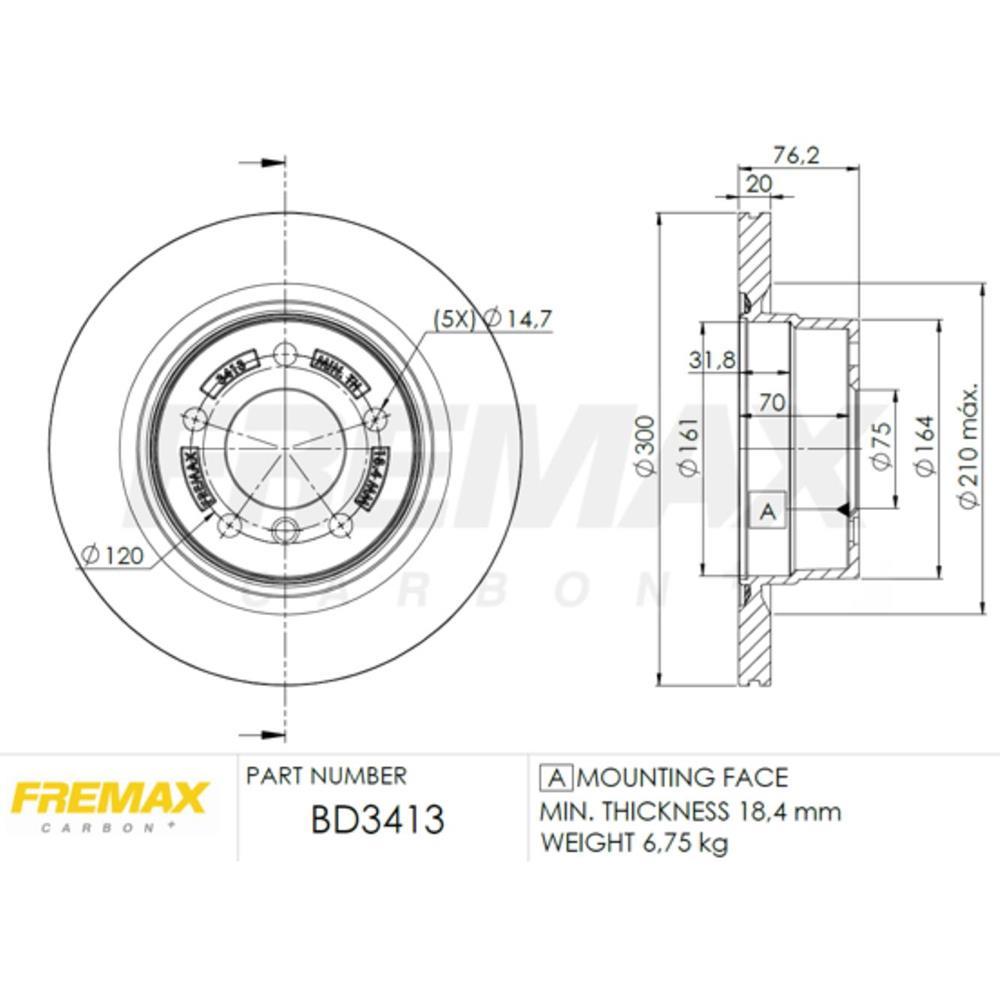Disco Freio Traseiro Bmw 120 125 2013 Fremax Bd3413