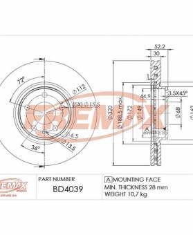 Disco De Freio Diant A4 A5 A6 S4 Quattro 2012/ Fremax Bd4039