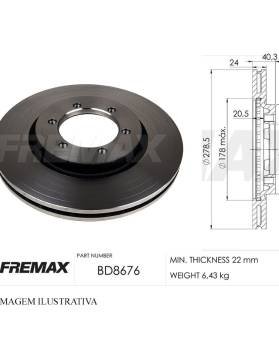 Disco Freio Dianteiro Ssangyong Korando Musso Fremax Bd8676