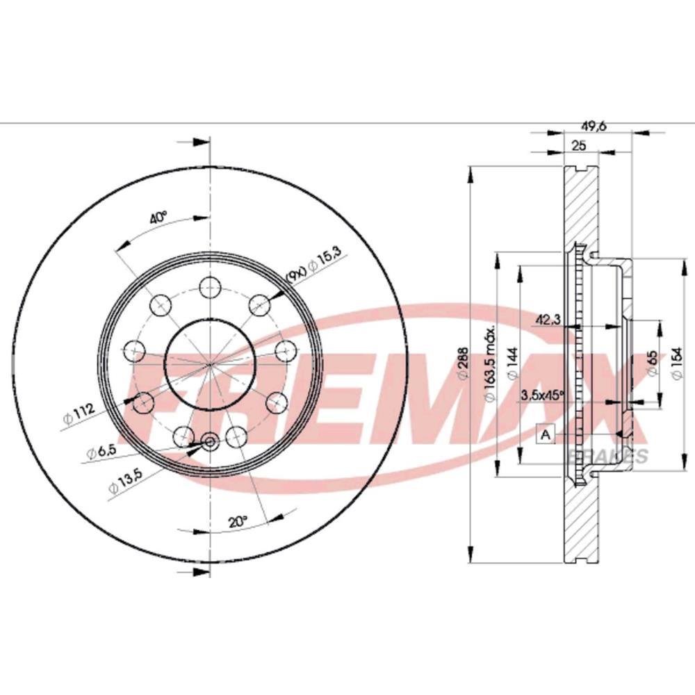 Disco De Freio Diant Audi A3 Vw Golf Jetta Fremax Bd5615
