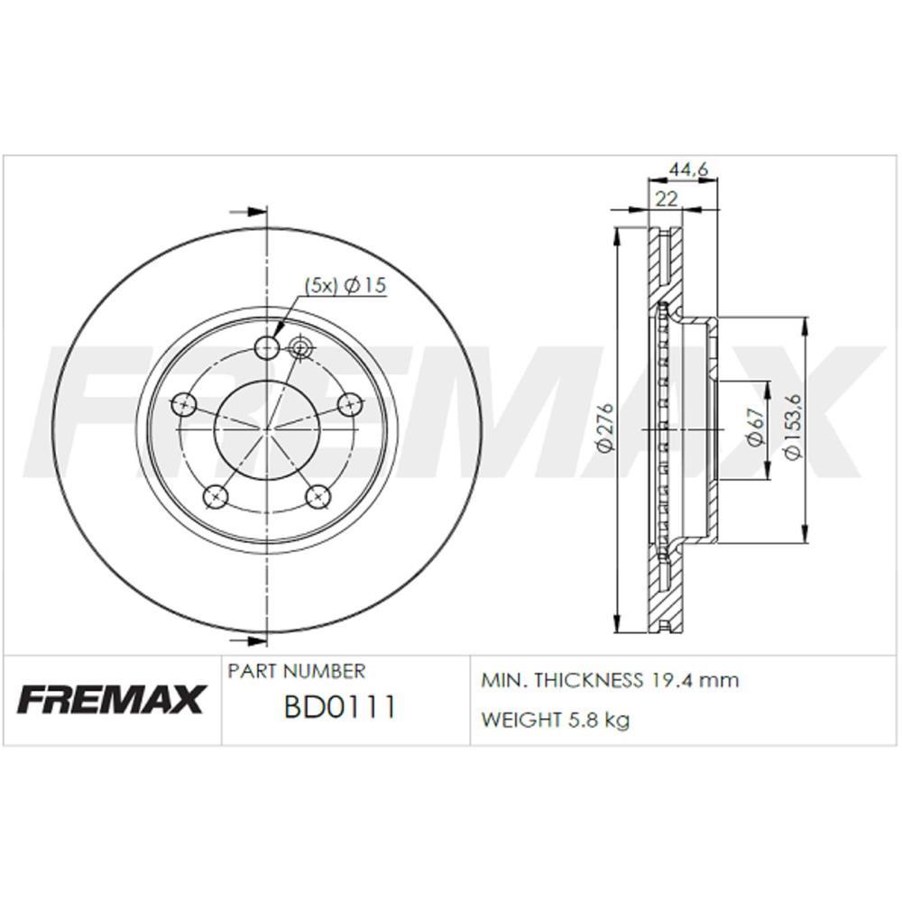 Disco Freio Dianteiro Mercedes Benz A200 B170 B180 Fremax Bd0111