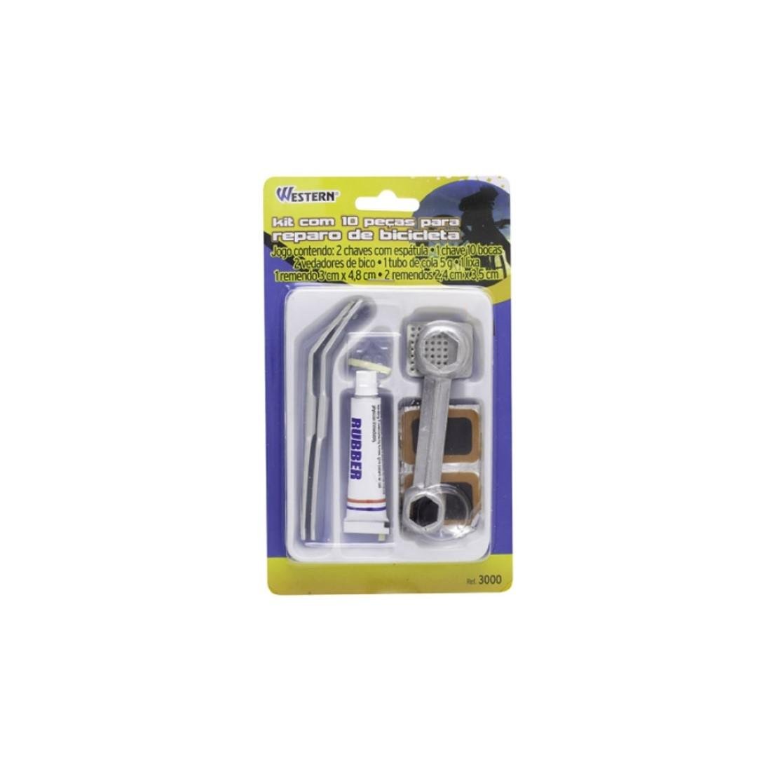 Kit Com 10 Pecas Para Reparo De Bicicleta Western 3000