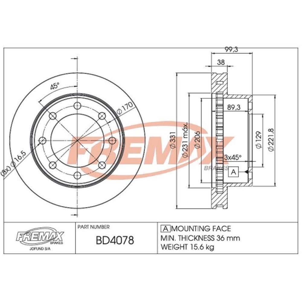 Disco De Freio Dianteiro Ford F250 F350 F4000 Fremax Bd4078