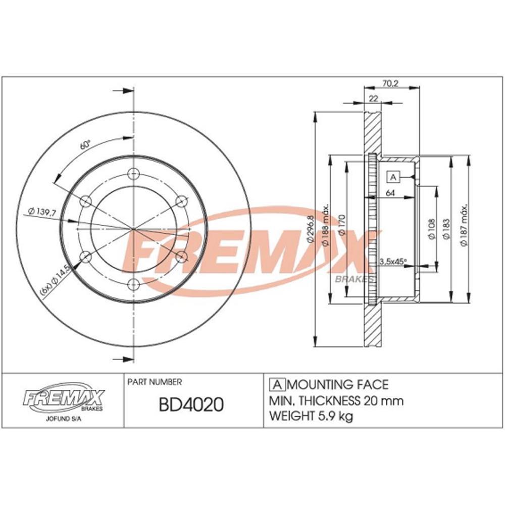 Disco De Freio Dianteiro Toyota Hilux Fremax Bd4020