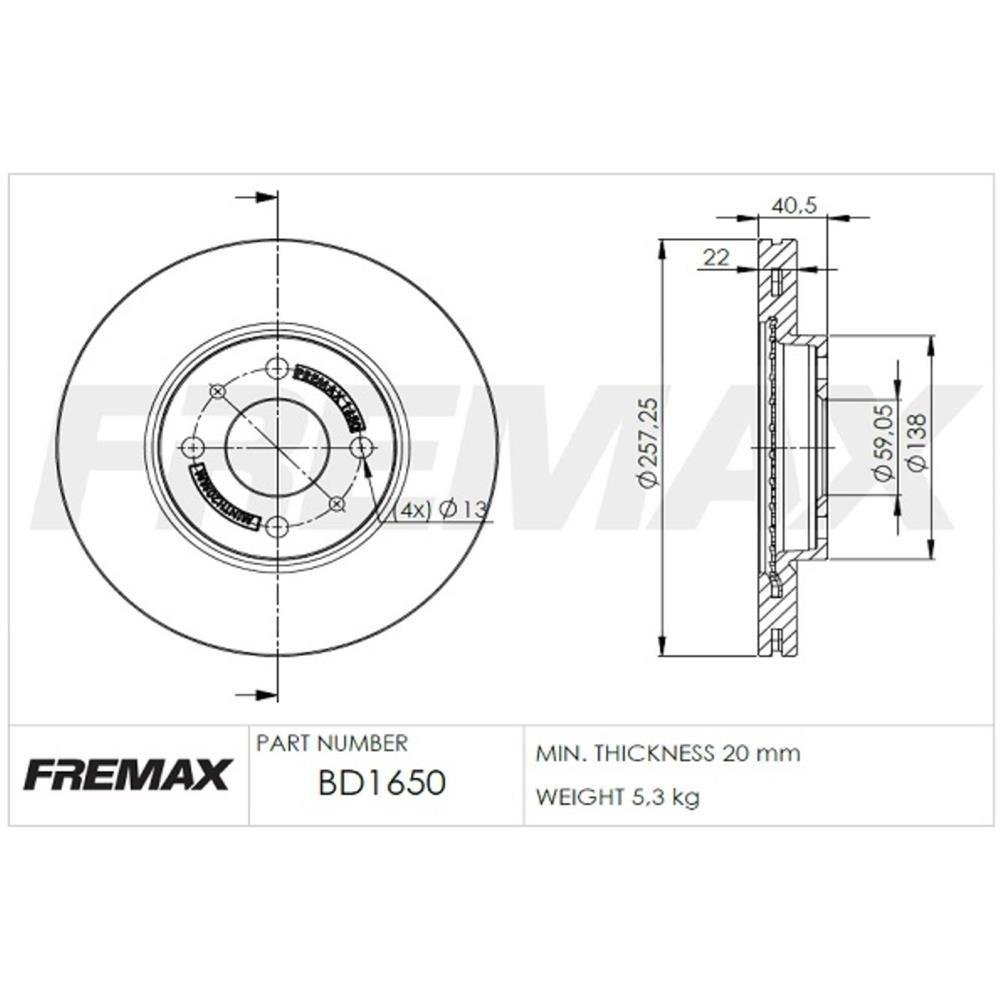 Disco De Freio Diant Fiorino Siena Palio Uno Fremax Bd1650