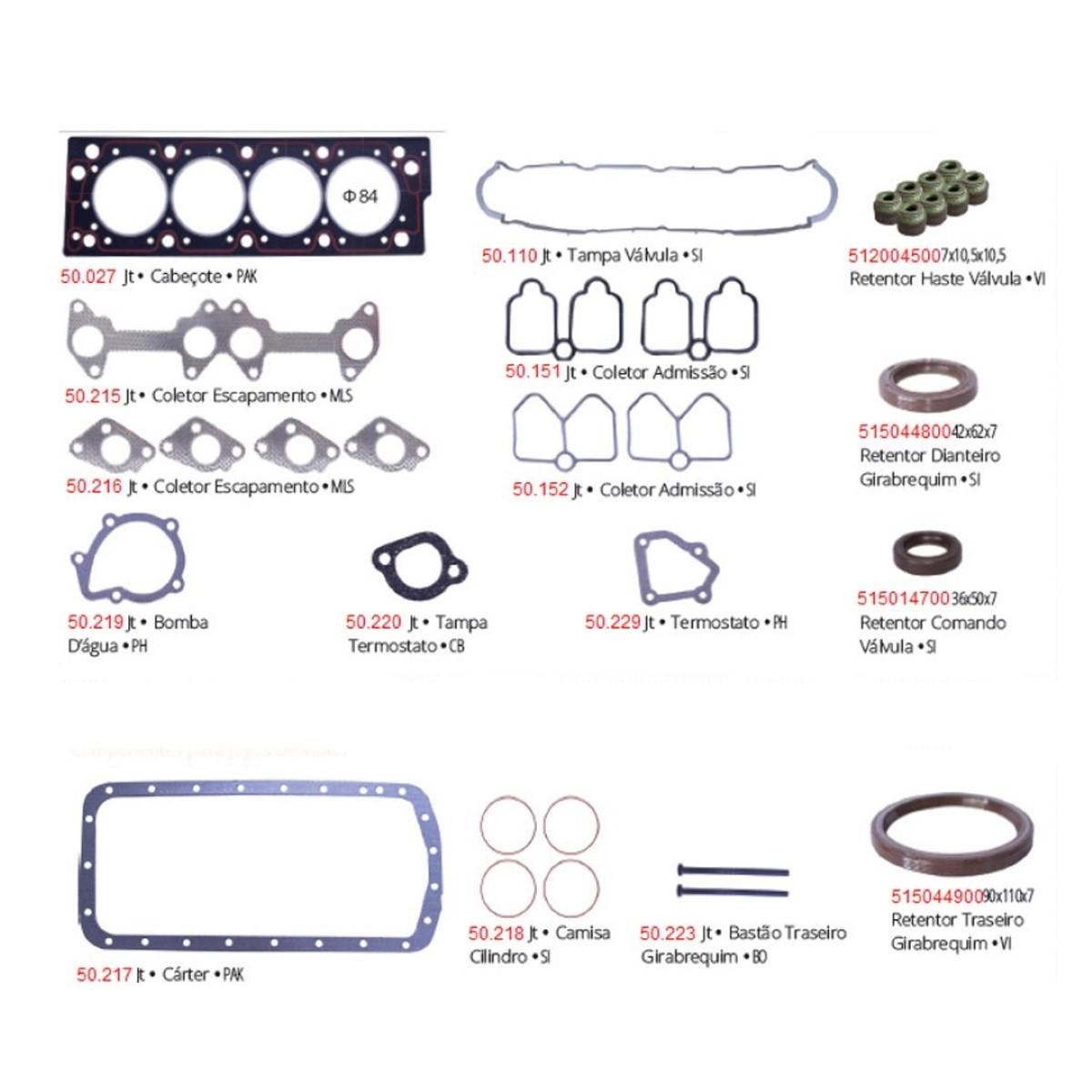 Junta Motor 306 405 406 Xantia Xsara 1.8 8V 1992 Ate 1997 Com Retentor Pathway 5