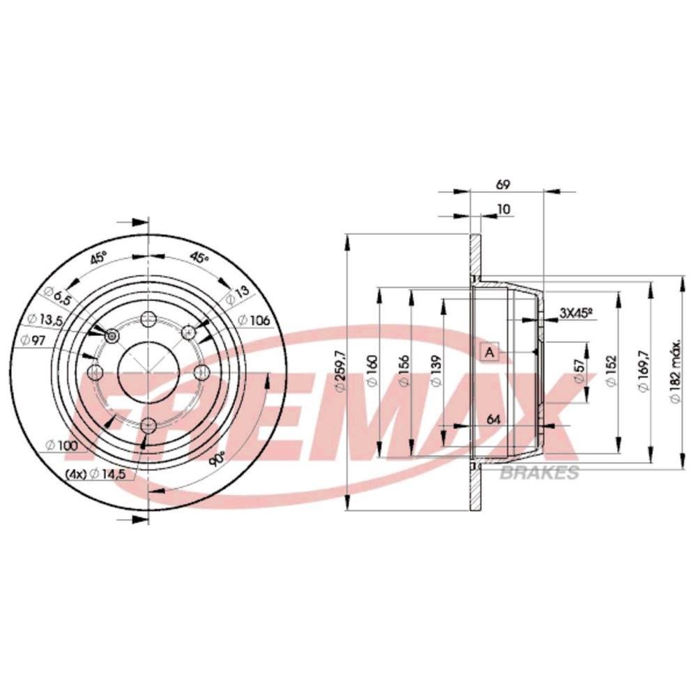 Disco De Freio Par Traseiro Astra Vectra Fremax Bd9041