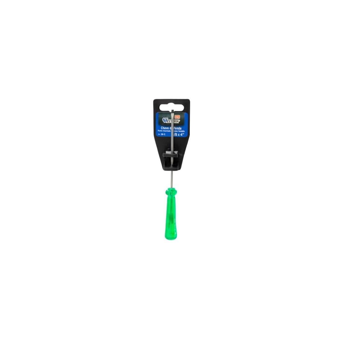 Chave Fenda Verde 1/8X4" Ponta Iamantada 14,7Cm Western 36-3