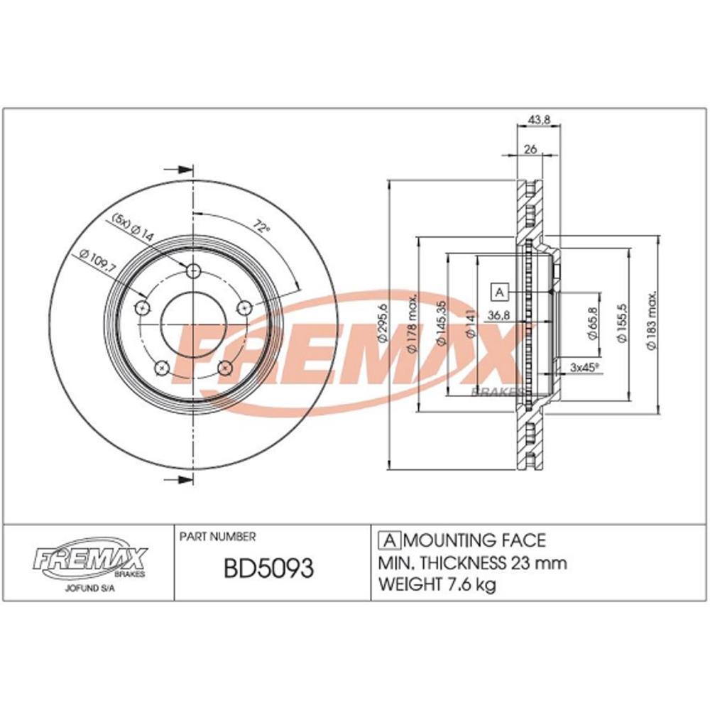 Disco Freio Dianteiro Gm Malibu 2010 Fremax Bd5093