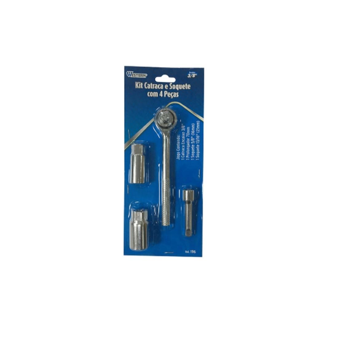 Chave Catraca 3/8" Soquete 4 Pecas Western 196