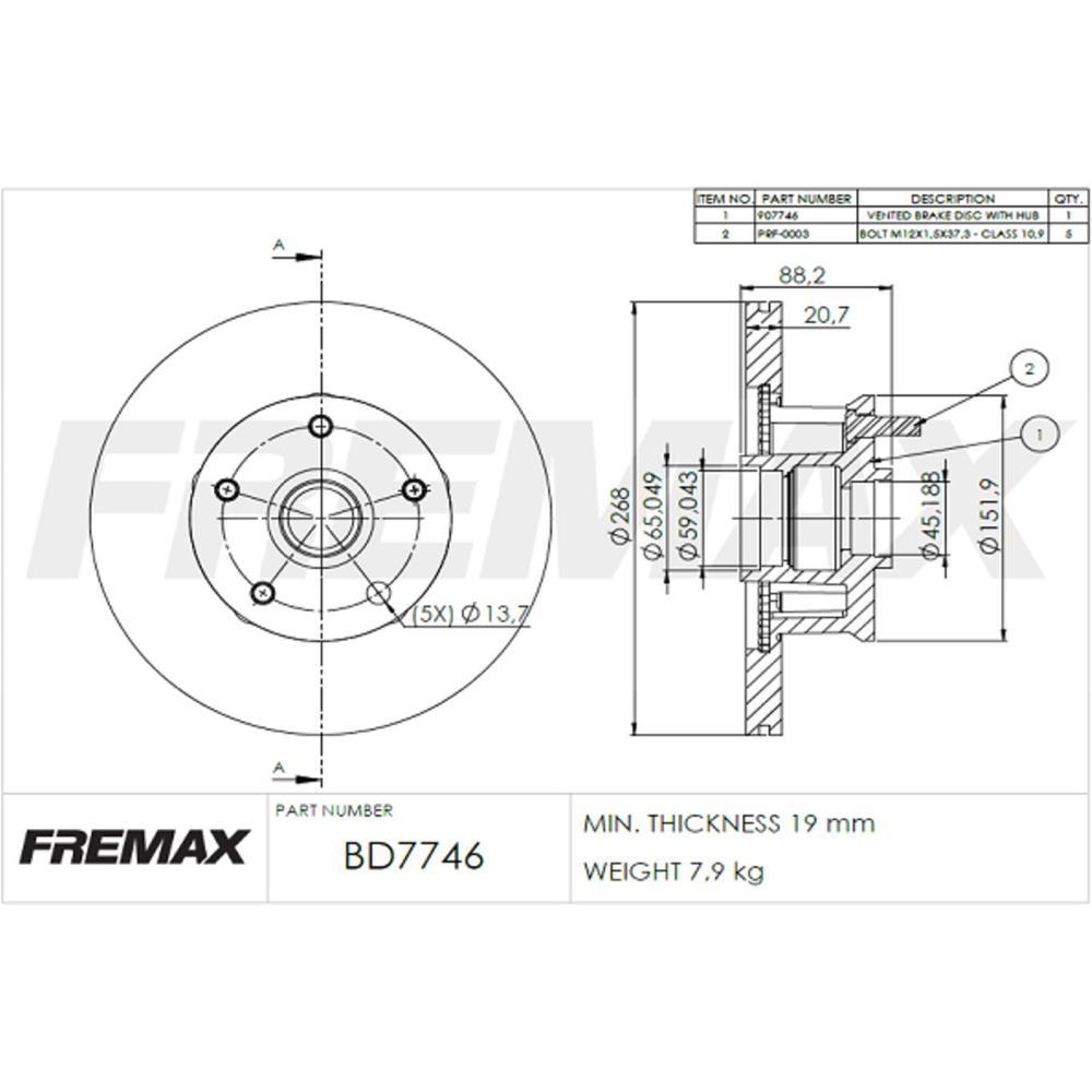Disco De Freio Dianteiro Caravan Opala Fremax Bd7746