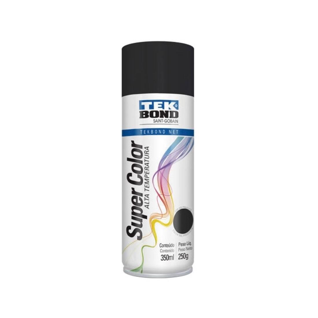 Tinta Spray Preto Fosco Alta Temp 350Ml Tekbond 23371006900