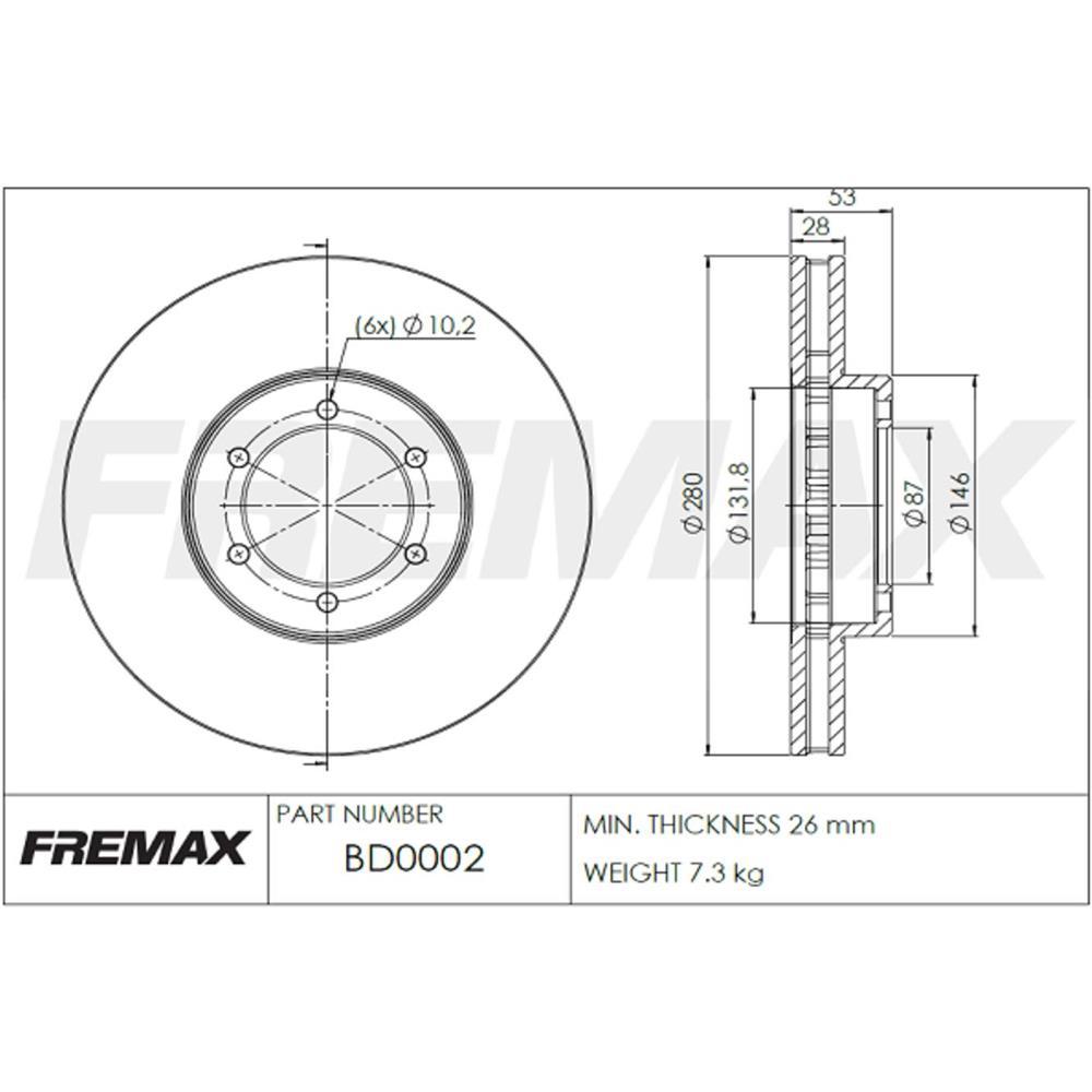 Disco Freio Dianteiro Topic 2.7 Besta 2.2 2.7 3.0 Fremax Bd0002