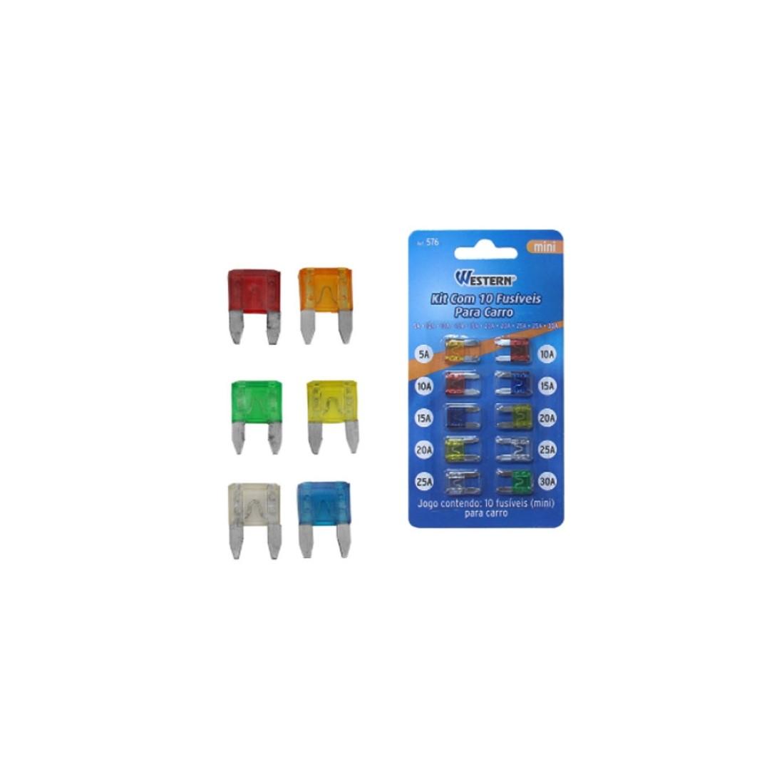 Kit 10 Mini Fusiveis Para Carro Western 576