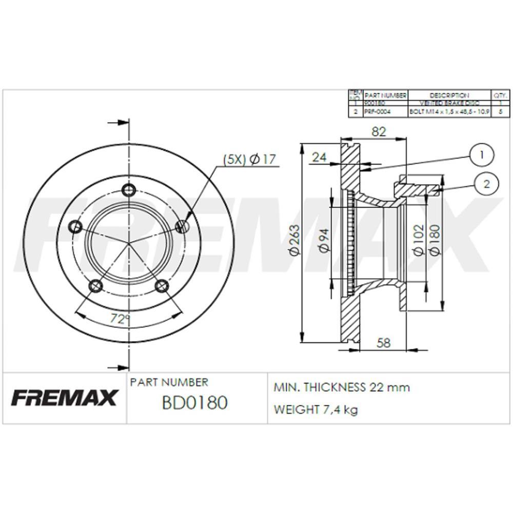 Disco De Freio Diant Mercedes Benz Mb180 1993 Fremax Bd0180