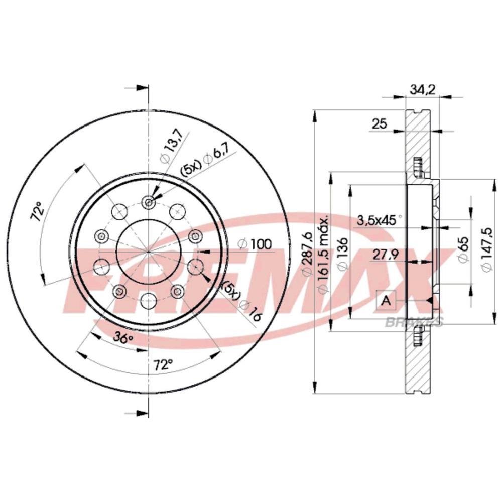 Disco De Freio Diant Audi A1 A3 Vw Golf Polo Fremax Bd5604
