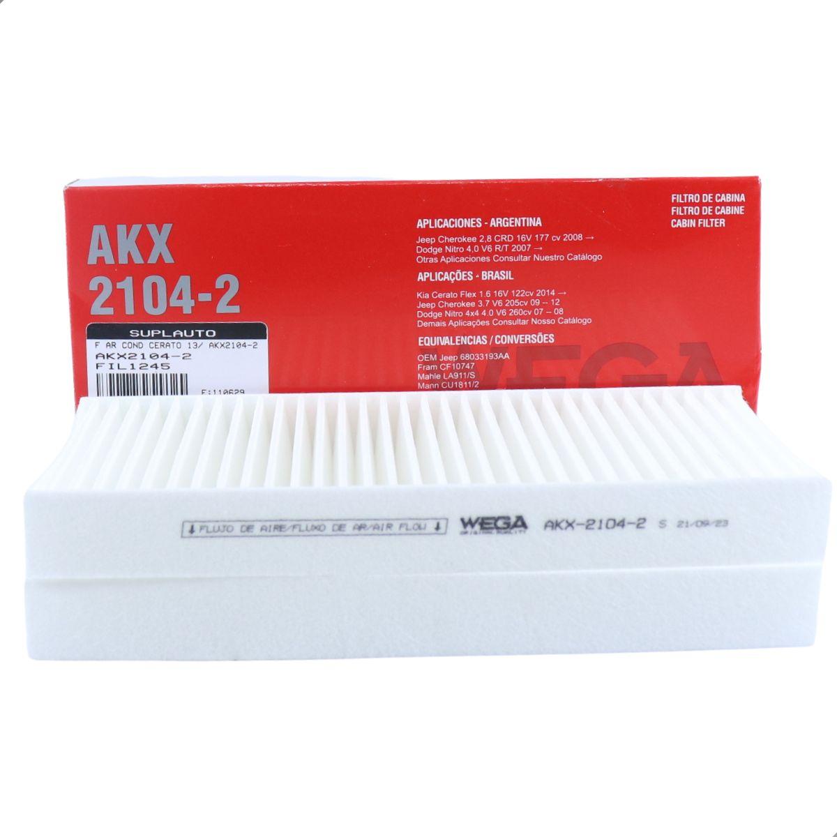 Filtro De Ar Condicionado Cerato 13 Cherokee 09 Wega Akx2104