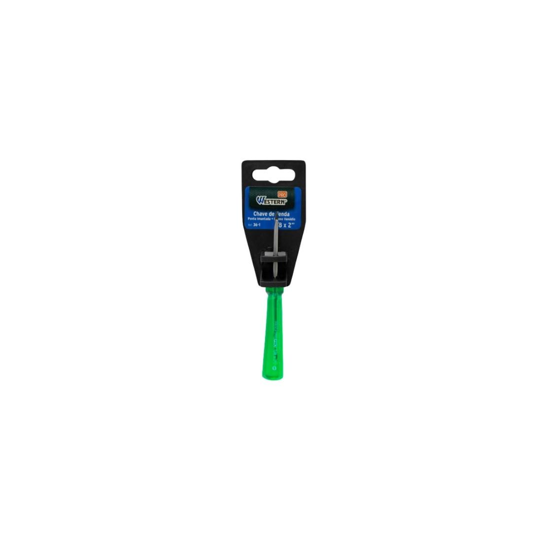Chave Fenda Verde 1/8X2" 12Cm Ponta Iamantada Western 36-1