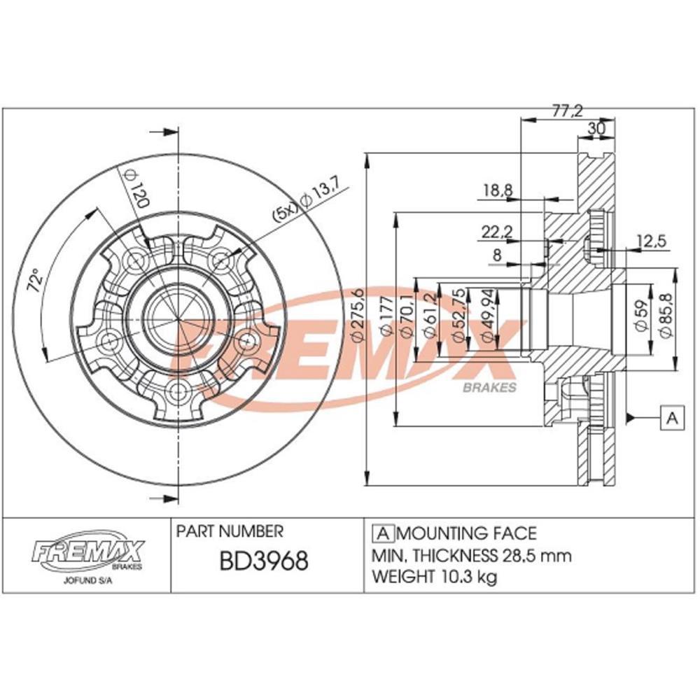 Disco De Freio Diant S10 Blazer 1997/2011 Fremax Bd3968