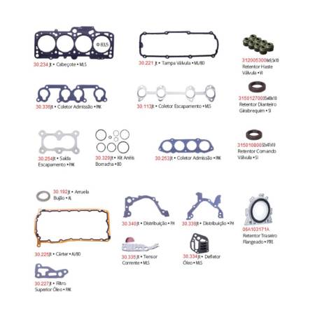 Junta Motor Golf New Beetle Bora Jetta 2.0 8V 1998 Em Diante Com Retentor Pathwa