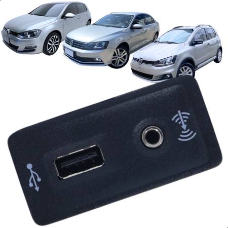 Conjunto Porta Usb Auxiliar Gol Fox Saveiro Vw 5Q0035726E