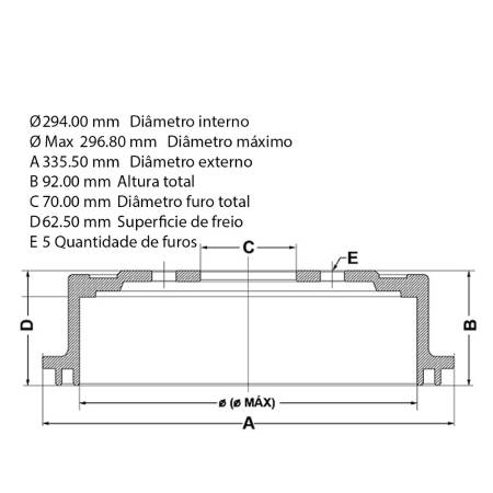 Tambor Freio Traseiro Fiat Toro 2016 Fremax Bd3623