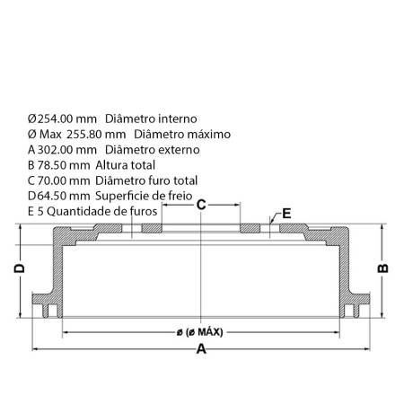 Tambor Freio Traseiro Fiat Toro 2016 2017 Fremax Bd3622