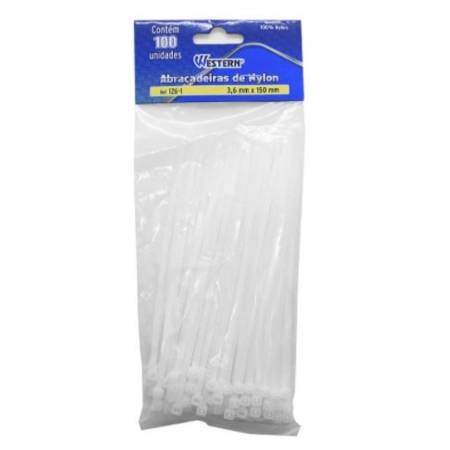 Abracadeiras De Nylon Branco 3,6X150Mm 100 Unid Western 1261