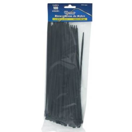 Abracadeiras De Nylon Preto 4,8X250Mm 100 Unid Western 2273