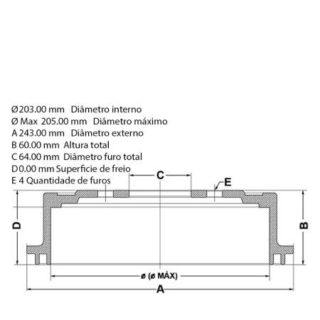 Tambor Freio Traseiro Cherry Face S18 2010 Fremax Bd4423