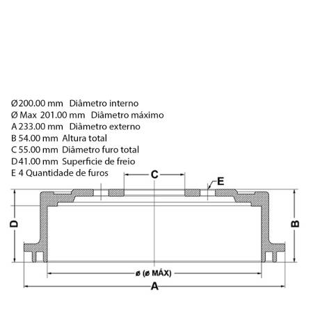 Tambor Freio Traseiro Jac Motors J2 2012 Fremax Bd4701