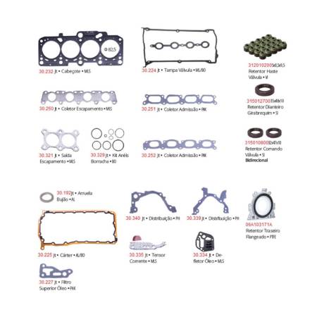 Junta Motor Golf New Beetle Bora Passat A3Turbo 1.8 20V 1995 Em Diante Com Reten