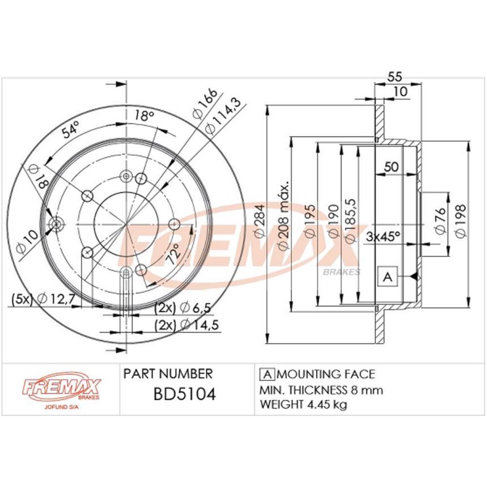 Disco Freio Traseiro Hyundai Azera Kia Opirus Fremax Bd5104