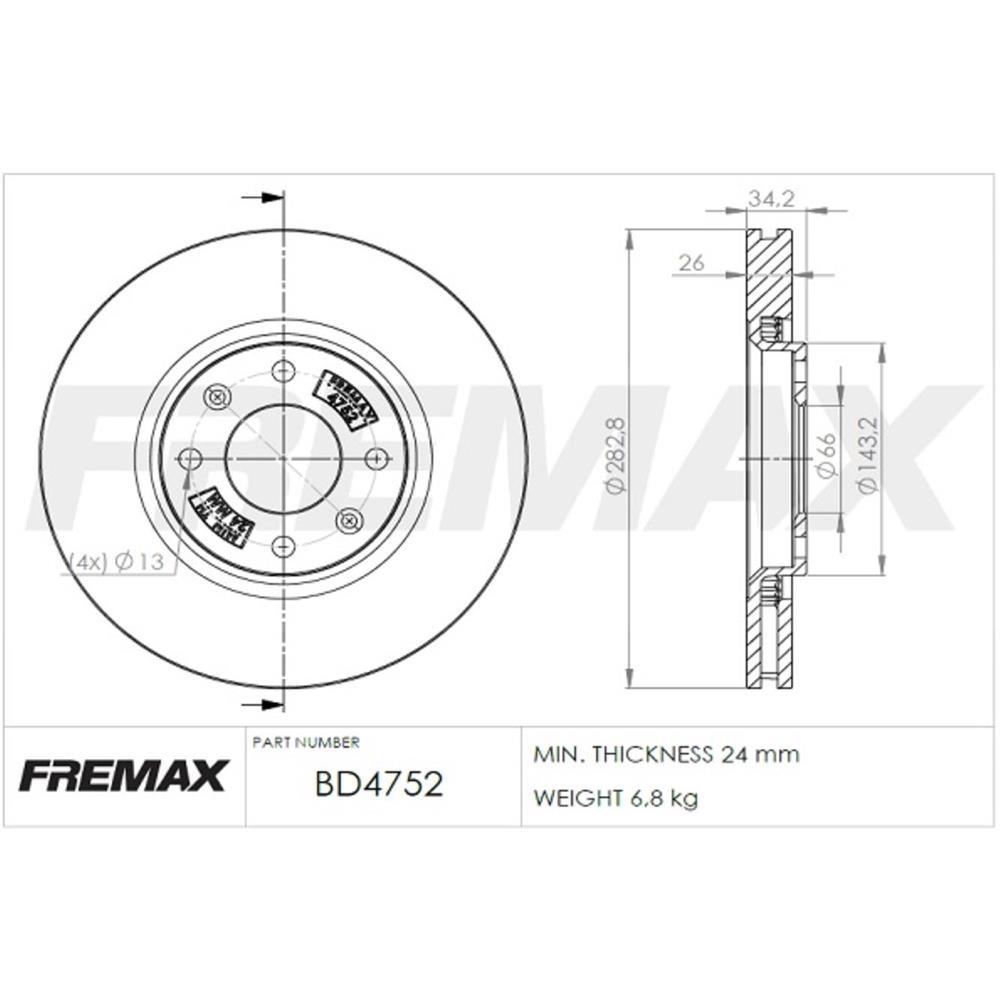 Disco De Freio Diant C3 C4 Xsara 307 308 Fremax Bd4752