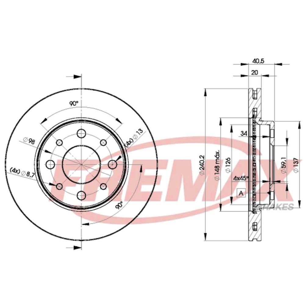 Disco De Freio Par Diant Uno Alfa Romeo 145 Fremax Bd8929